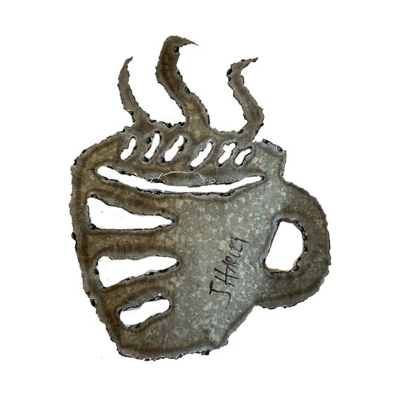 Large Metal Coffee Cup Wall Sculpture - Picture 2 of 3